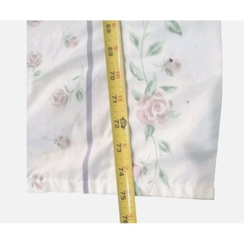 VNTG  Lavender Roses Flat Sheet Full Sz 95x79 Floral Flowers Cottage Granny USA